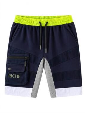 NEW VIE + RICHE men's suede pocket shorts in navy